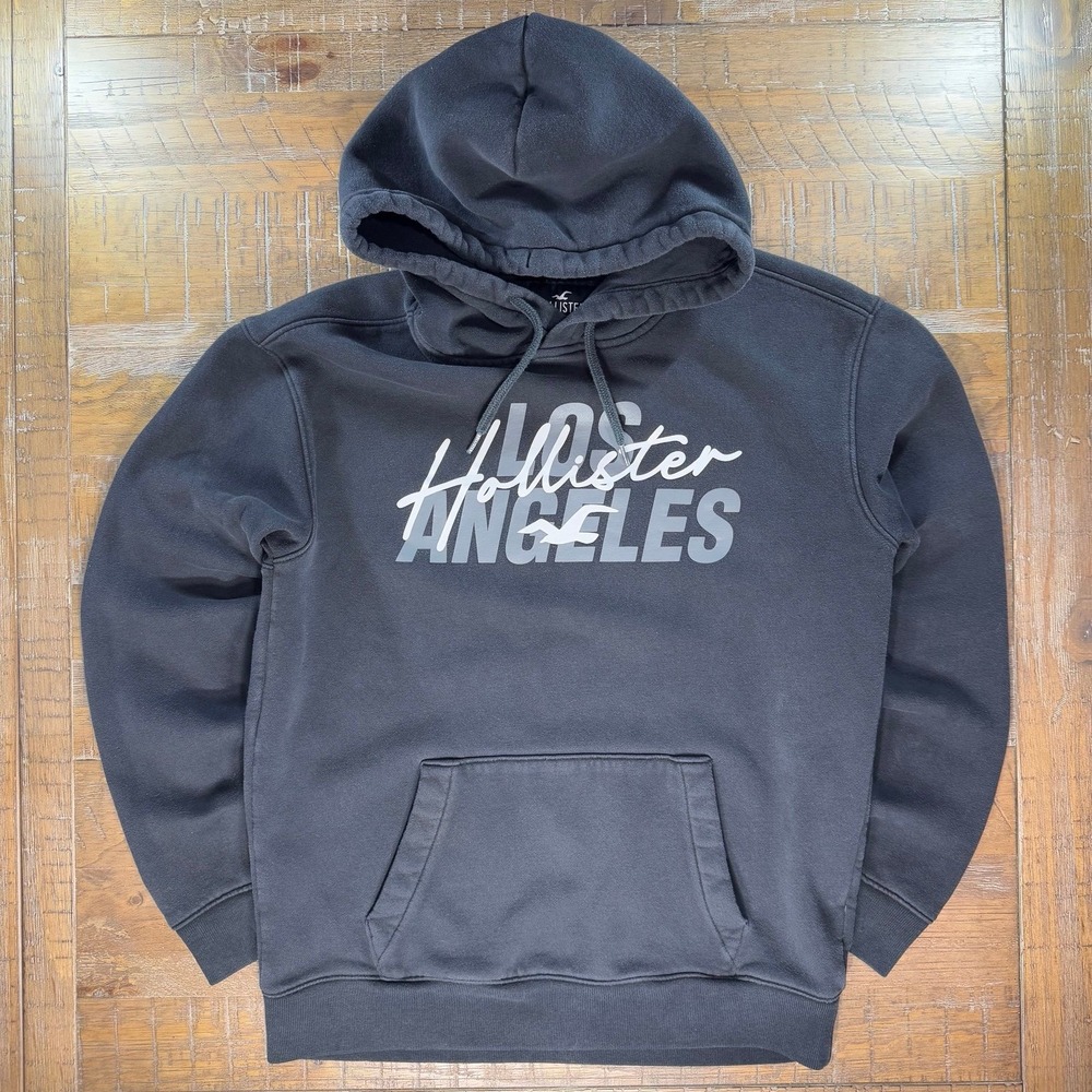 Y2K Hollister Hoodie Black Men's Sz Medium Los Angeles Graphic